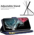 Asuwish Wallet Case for Samsung Galaxy S22 Ultra 5G - Leather Flip, Credit Card Holder, Tempered Glass, Blue.