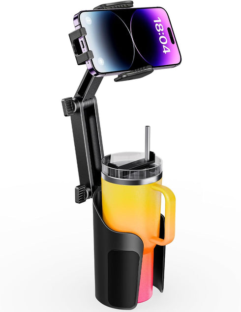 2-in-1 Cup Holder Phone Holder for Car, Adjustable Sturdy Fit for 4-7 inches Phones, Bottle Friendly