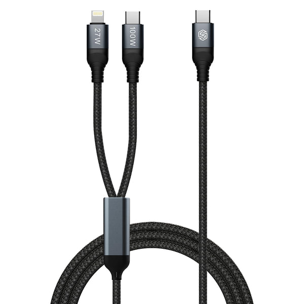 Nillkin 4.9ft Lightning & USB-C 2-in-1 Charging Cable, Fast Charger Cord for iPhone 15/14/13/12/11 Pro/Max, iPad