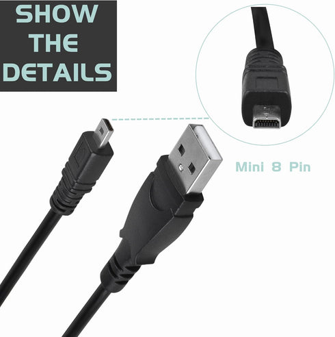 3.3ft Mini-8pin DSLR-A900 A900 USB PC Data Sync Cable Cord for Sony Camera Alpha K DSLR Kit