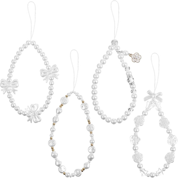 JJUNW 4 Pcs Beaded Phone Bracelet Strap, Cute Phone Charms Camera Charm Strap
