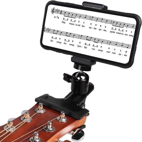 Mr.Power Guitar Bass Head Phone Holder, Live Broadcast Bracket Clip Compatible with iPhone and Samsung Smartphones
