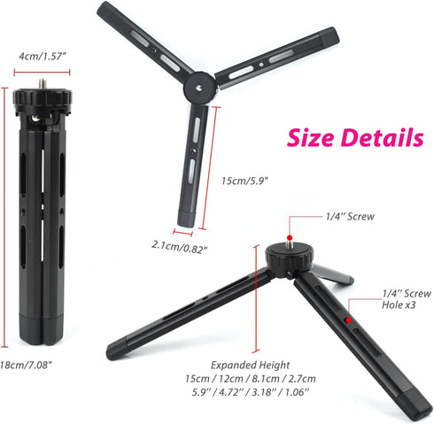 Adjustable Aluminum Mini Tripod Stand for DSLR Cameras, Zhiyun Weebill, DJI Ronin, Stabilizer Handle