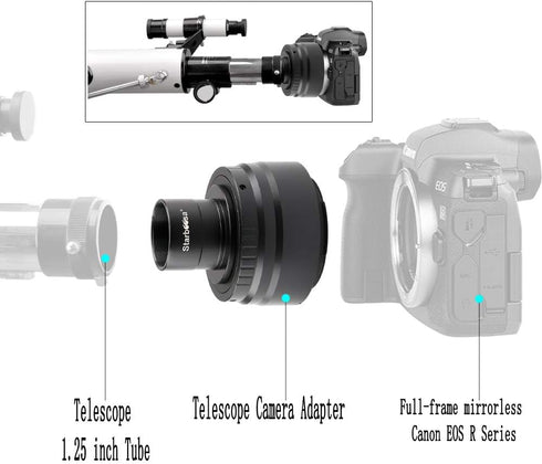 Telescope Camera Adapter Mount for Canon EOS R Series, 1.25 inch T Adapter for Telescope Photography