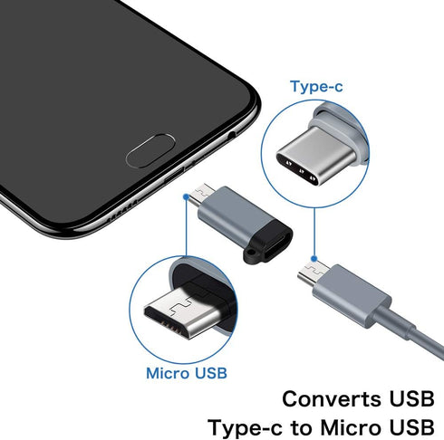 USB C to Micro USB Adapter, 4-Pack Type C Female to Micro USB Male Connector with Keychain Charge & Data Sync