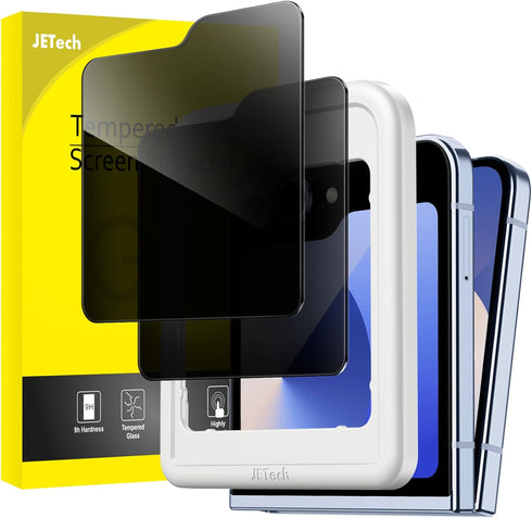 JETech Front Privacy Screen Protector for Samsung Galaxy Z Flip 6, Anti-Spy Tempered Glass Film, 2-Pack