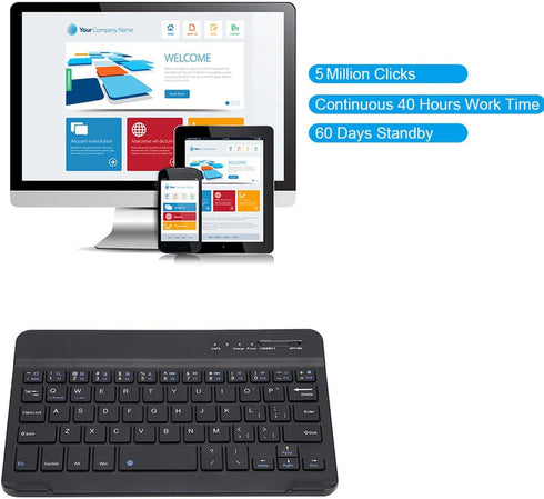 Zyyini Bluetooth Keyboard, 7inch Keyboard for Tablet, Mobile Phone, PC, Compatible with Windows, Android, iOS
