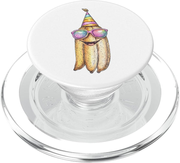 Happy Fruit Vibes Cool Banana Party Hat Sunglasses Fun Design PopSockets PopGrip for MagSafe