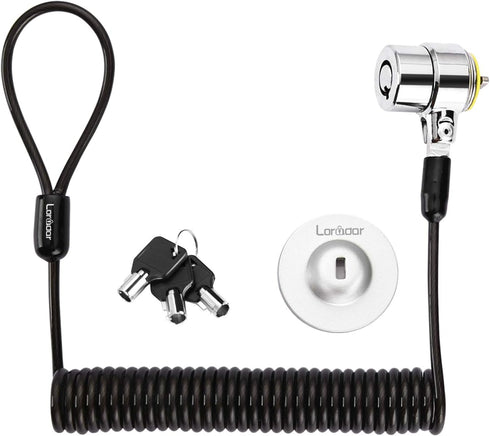 Security Hardware Cable Lock Kit, Retractable Keyed Laptop Lock with 3 Keys, 6.2Ft for Monitors, Laptops, Tablets