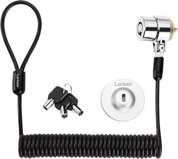 Security Hardware Cable Lock Kit, Retractable Keyed Laptop Lock with 3 Keys, 6.2Ft for Monitors, Laptops, Tablets