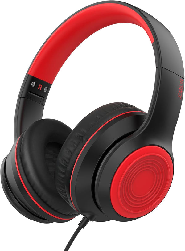 A8 Over-Ear Headphones with Microphone, Lightweight Folding Stereo Bass Headphones for Smartphone/Tablet (Black)