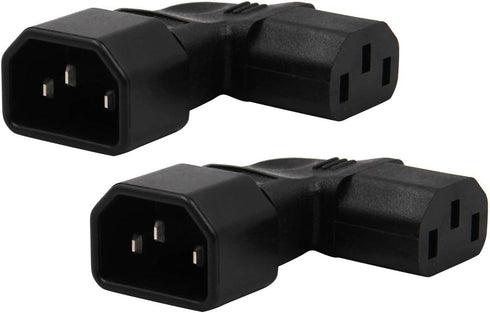 WYMECT 2-Pack Right Angle IEC C14 to C13 Power Adapter PDU Power Extension