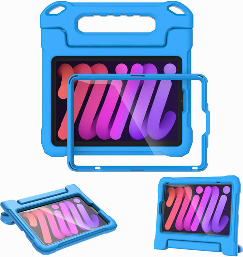 Kids Case for iPad Mini 6 Generation - 8.3" 2021 Release, Shockproof Lightweight Handle Stand Cover (Blue)