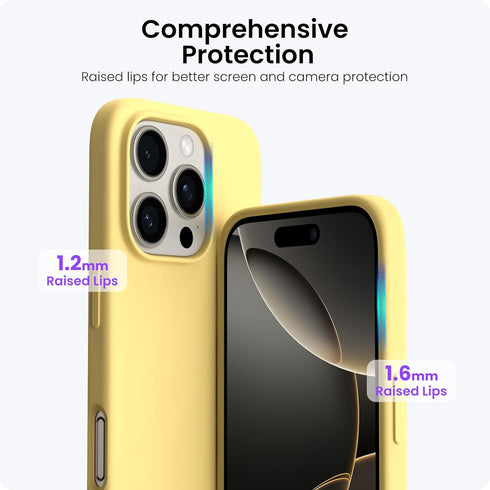 ORNARTO 16 6.9", 3 Compatible with iPhone Pro Max Case Slim Liquid Silicone Layers Soft Gel Rubber Shockproof