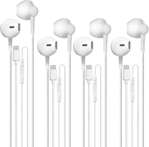 USB Type C Headphone 4 Pack, USB C Earphones with Microphone Volume Control, Compatible with Samsung Galaxy, Google