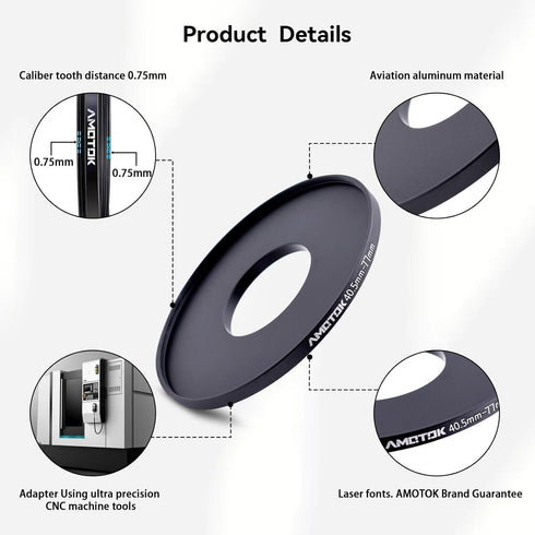 40.5mm to 77mm Camera Lens Adapter, Step Up Ring Adapter for All 77mm Filter Accessories