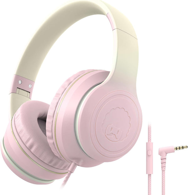 rockpapa L22 Wired Headphones for Kids, Foldable Stereo 3.5mm Corded Headphones with Microphone for School Classroom,