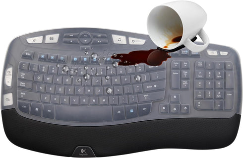 MUBUY Keyboard Cover for Logitech K350 Wireless Wave Keyboard, MK570 MK550 Accessories, Protective Skin-Clear