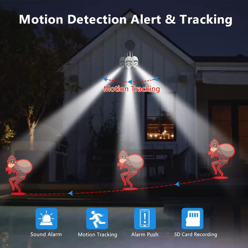 Home Security Cameras Outdoor WiFi, Plug-in 24/7 Video Surveillance, Spotlight Color Night Vision, Human Motion