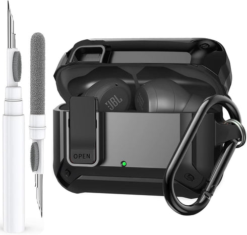 for JBL Vibe 200TWS/JBL Vibe Beam Case Cover with Cleaner Kit, Cool Protective Case Cover for Men Women with Carabiner