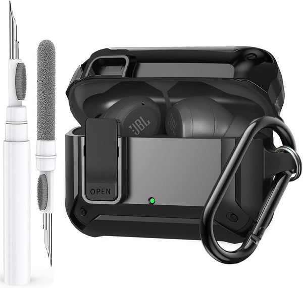 for JBL Vibe 200TWS/JBL Vibe Beam Case Cover with Cleaner Kit, Cool Protective Case Cover for Men Women with Carabiner