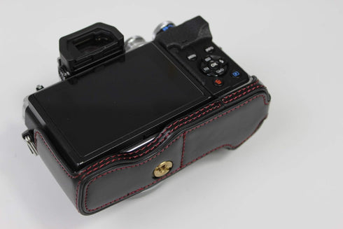 E-M10 Mark IV Case, BolinUS Handmade PU Leather Half Camera Case for Olympus OM-D E-M10 Mark IV with Hand Strap