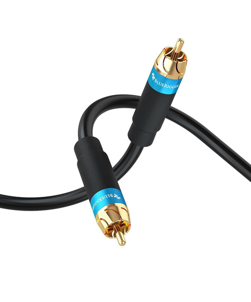 BlueRigger RCA Audio Subwoofer Cable (25FT, Dual Shielded, Gold Plated RCA Connectors)