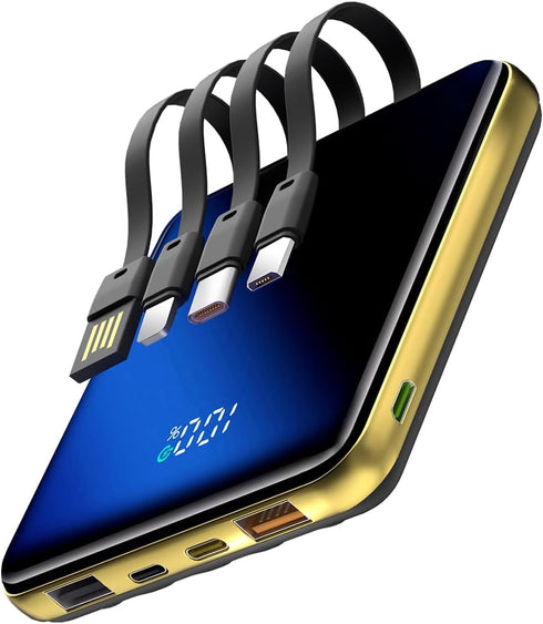 Kelaien 10000mAh Portable Charger, Built-in Cable Power Bank, 22.5W Fast Charging Power Supply,