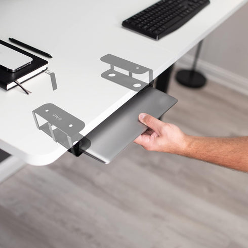 VIVO Universal Under Desk Laptop Storage Mount, Tablet Mounting Brackets, Hidden Docking Station Holder, 3 Parts