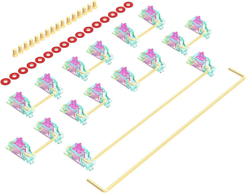Stabilizer V2, Screw in Stabilizers with 2u 6.25u 7u Wires for Mechanical Keyboards (V2 Teal Pink 100% Kit)