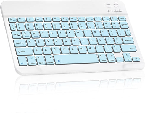 Ultra-Slim Bluetooth Rechargeable Keyboard for Amazon Fire HD 8 (2020/2022) and All Bluetooth Enabled Devices - Blue