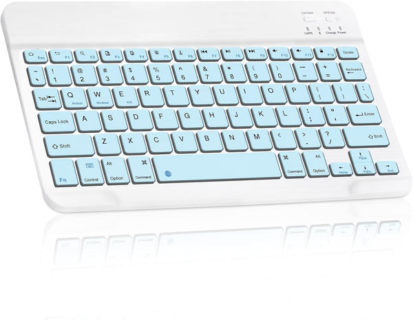 Ultra-Slim Bluetooth Rechargeable Keyboard for Amazon Fire HD 8 (2020/2022) and All Bluetooth Enabled Devices - Blue