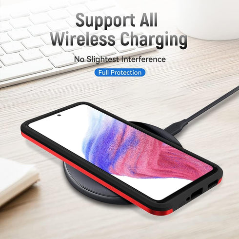 Samsung Galaxy A53 5G Case with Screen Protector, Durable Red Rubber Cover for Full Body Protection.