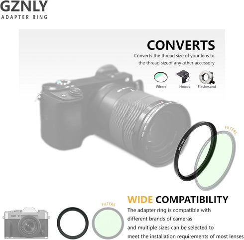 GZNLY 55mm 46mm (55mm-46mm) to Step Up Ring Filter Adapter Black Metal Step up Adapter Rings Compatible with All Brand