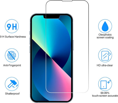 SIBEITU 3 Pack Screen Protector for iPhone 13 with 3 Pack Camera Lens Tempered Glass Protector, 6.1 Inch HD Clear Tempered Glass Film 9H Hardness Full Coverage, Scratch Resistent, No Air Bubbles