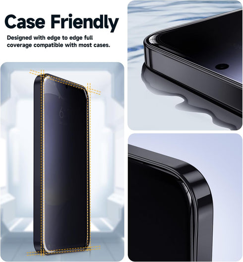 MAGIC JOHN Privacy Glass Screen Protector 2 Pack for Samsung Galaxy S24 Plus, 6.7", Anti-Scratch, Bubble Free, Case