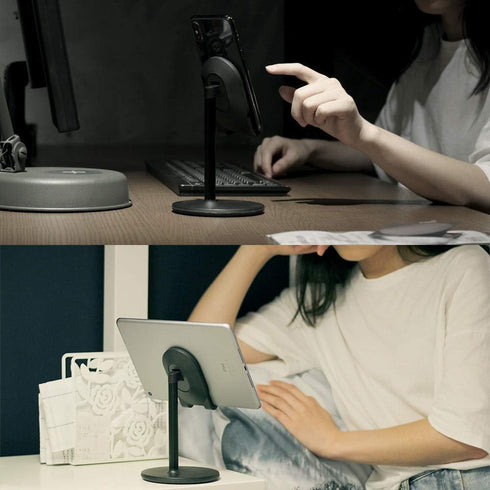 Bright Stone Phone Stand for Desk, Adjustable Cell Phone Holder for 4"-12.9" Phones/Tablet/iPhone/iPad (Black)