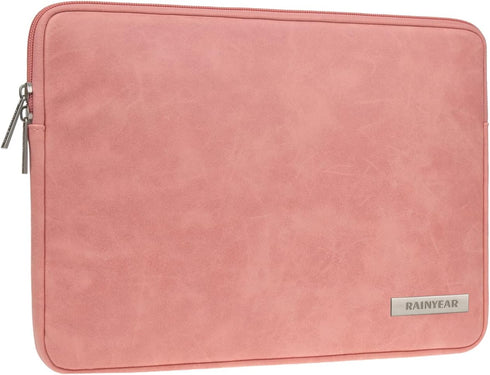 RAINYEAR 15 Inch Laptop Sleeve, PU Suede Leather Case, Protective Padded Cover, Water Resistant Carrying Computer Bag
