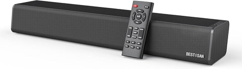 Sound Bar, BESTISAN 50 Watts Soundbar with HDMI, Optical, Coaxial, AUX, USB and Bluetooth Connection, Bass Adjustable,