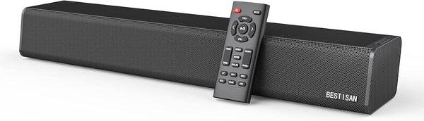 Sound Bar, BESTISAN 50 Watts Soundbar with HDMI, Optical, Coaxial, AUX, USB and Bluetooth Connection, Bass Adjustable,