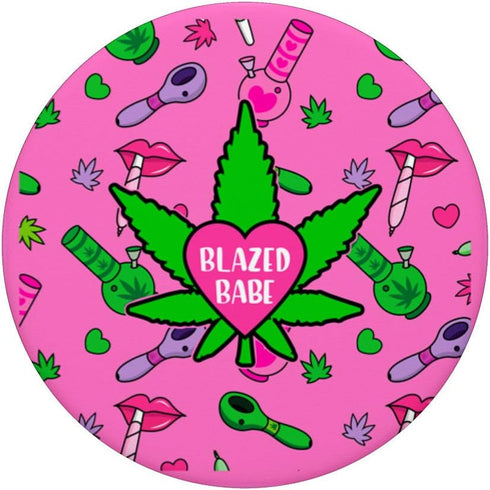 Pink Stoner Girl Weed Phone Grip, Cute Marijuana 420 Gift, PopSockets PopGrip for Phones & Tablets
