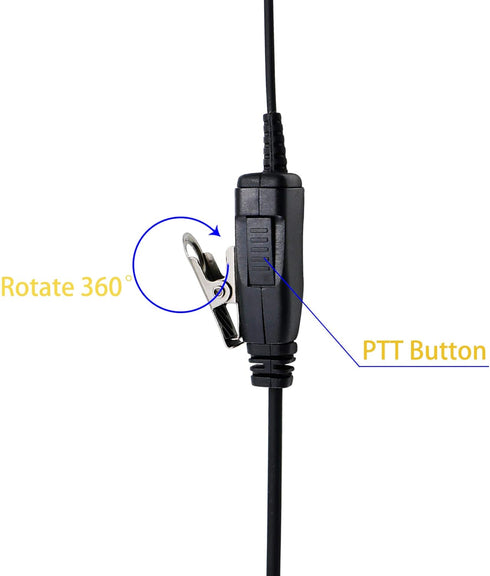 Earpiece for Motorola Radio, Single Wire Walkie Talkie Swivel Headset with Mic PTT for Two Way Radios (1 Pack)