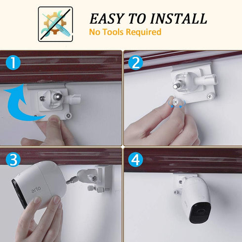 HOLACA Vinyl Siding Clips for Arlo, Stick Up Cam Pro, Eufy Security Camera Mounting Hooks, 2 Pack, White