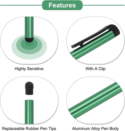 MECCANIXITY 10pcs Green Stylus Pens for Touch Screens, Universal Capacitive Pencil Sensitivity for Phone Tablet Devices