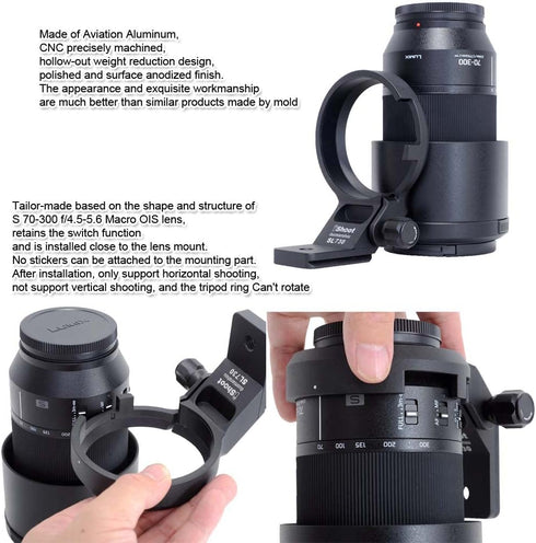 iShoot Tripod Mount Ring Socket for Panasonic Lumix S 70-300 f/4.5-5.6 Macro OIS, Metal Lens Support
