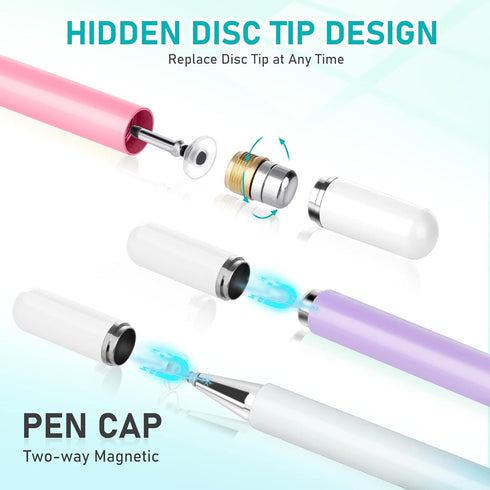 Stylus Pens for Touch Screens, 3 Pack Universal Disc Stylus Pen for iPad Pro/Mini/Air/iPhone/Android/Microsoft Tablets
