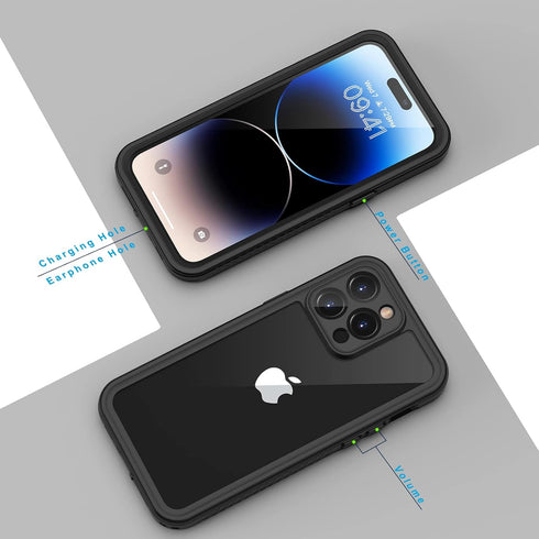 Lanhiem Waterproof Case for iPhone 14 Pro Max, IP68 Dustproof with Built-in Screen Protector, Rugged Shockproof Cover