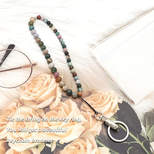 C&L Accessories Handmade Beaded Phone Charm, Natural Gemstone Cell Phone Lanyard Wrist Strap