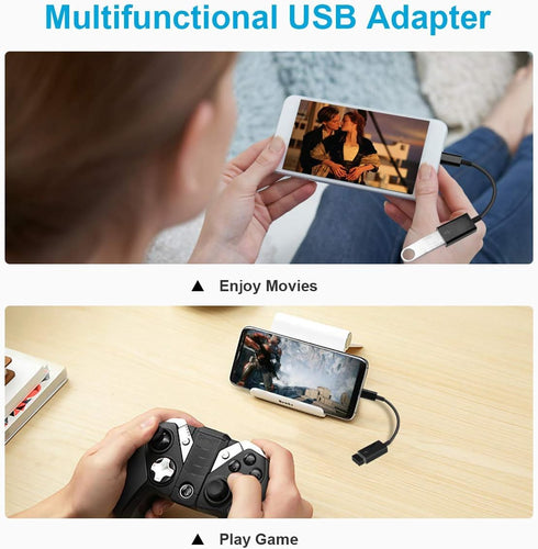 USB C to USB Adapter 2 Pack, USB Type C Male to USB A Female OTG Cable for iPhone 15 Pro Max, iPad, MacBook