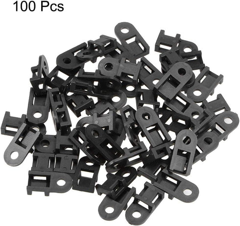 uxcell Black Cable Tie Base Saddle Type Mount Wire Holder, 100pcs, Permanently Anchors to Wall Desk 19.6x9.5x5mm